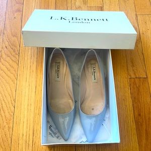 LK Bennett grey patent leather kitten heels size 35